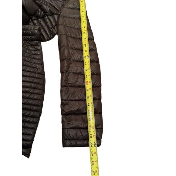 Calvin Klein Chocolate Brown Down Coat M Hooded Packable Puffer Quiet Luxury - Picture 10 of 13